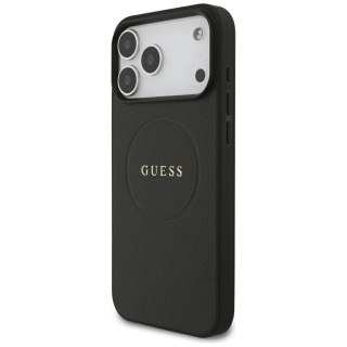 Etui Guess Grained Gold Ring MagSafe do iPhone 18 Pro Max / 17 Pro Max czarny
