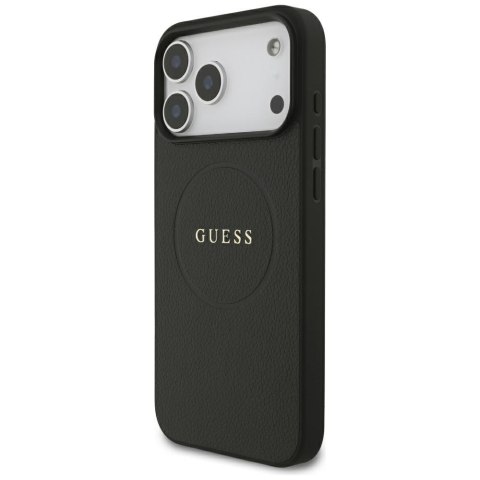 Etui Guess Grained Gold Ring MagSafe do iPhone 18 Pro Max / 17 Pro Max czarny