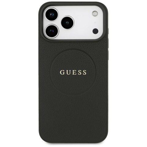 Etui Guess Grained Gold Ring MagSafe do iPhone 18 Pro Max / 17 Pro Max czarny