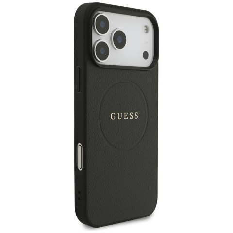 Etui Guess Grained Gold Ring MagSafe do iPhone 18 Pro Max / 17 Pro Max czarny