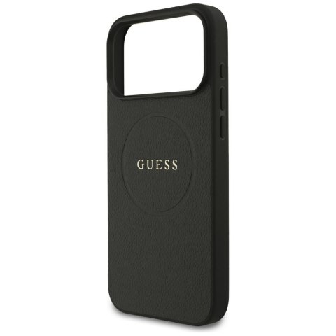 Etui Guess Grained Gold Ring MagSafe do iPhone 18 Pro Max / 17 Pro Max czarny