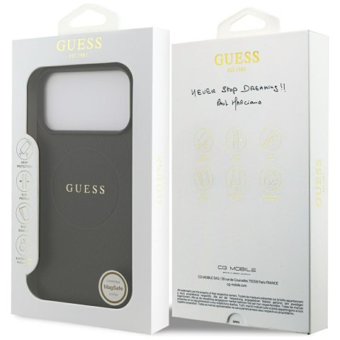 Etui Guess Grained Gold Ring MagSafe do iPhone 18 Pro Max / 17 Pro Max czarny