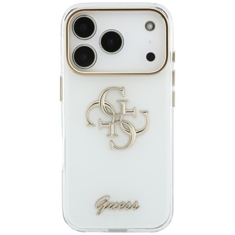 Etui Guess IML 4G Script Metal do iPhone 18 Pro / 17 Pro Max biały