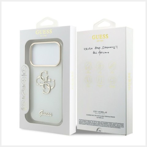 Etui Guess IML 4G Script Metal do iPhone 18 Pro / 17 Pro biały