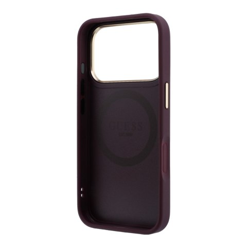 Etui Guess Peony 4G Small Logo MagSafe do iPhone 18 Pro / 17 Pro burgundowy