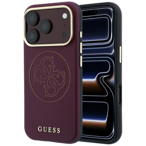 Etui Guess Perforated 4G Gold Logo Magsafe do iPhone 18 Pro / 17 Pro burgundowy