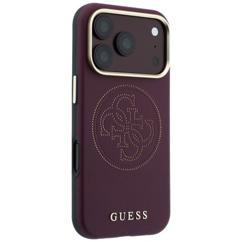 Etui Guess Perforated 4G Gold Logo Magsafe do iPhone 18 Pro / 17 Pro burgundowy