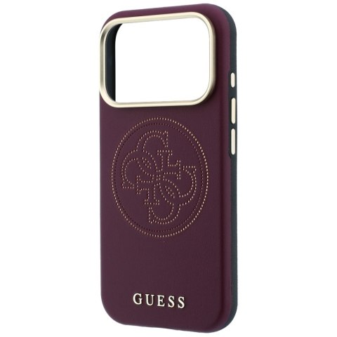 Etui Guess Perforated 4G Gold Logo Magsafe do iPhone 18 Pro / 17 Pro burgundowy