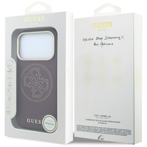 Etui Guess Perforated 4G Gold Logo Magsafe do iPhone 18 Pro / 17 Pro burgundowy