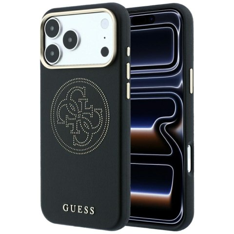 Etui Guess Perforated 4G Gold Logo Magsafe do iPhone 18 Pro / 17 Pro czarny