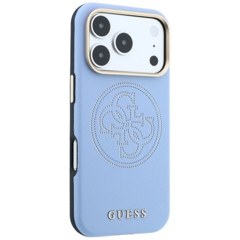 Etui Guess Perforated 4G Gold Logo Magsafe do iPhone 18 Pro / 17 Pro niebieski