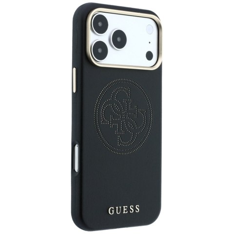 Etui Guess Perforated 4G Gold Logo Magsafe do iPhone 18 Pro Max / 17 Pro Max czarny