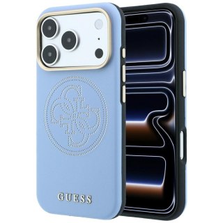 Etui Guess Perforated 4G Gold Logo Magsafe do iPhone 18 Pro Max / 17 Pro Max niebieski