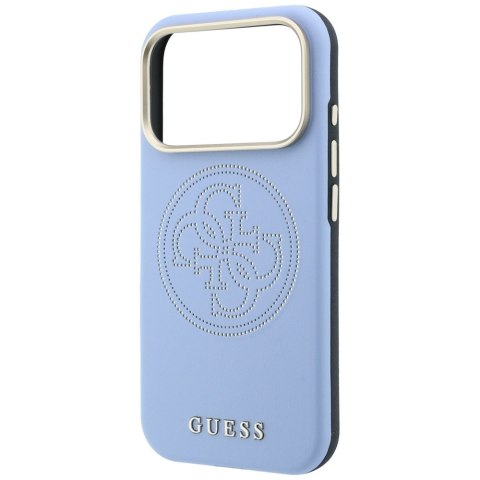 Etui Guess Perforated 4G Gold Logo Magsafe do iPhone 18 Pro Max / 17 Pro Max niebieski