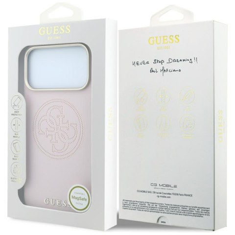 Etui Guess Perforated 4G Gold Logo Magsafe do iPhone 18 Pro Max / 17 Pro Max różowy