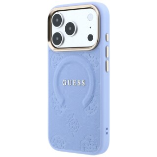 Etui Guess Saffiano Peony & Ring MagSafe do iPhone 18 Pro Max / 17 Pro Max niebieski