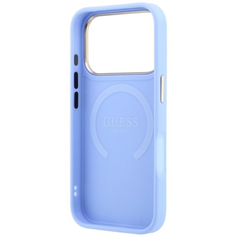 Etui Guess Saffiano Peony & Ring MagSafe do iPhone 18 Pro Max / 17 Pro Max niebieski