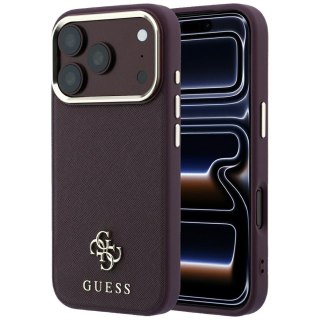 Etui Guess Saffiano Small 4G & Classic Logo MagSafe do iPhone 18 Pro / 17 Pro burgundowy