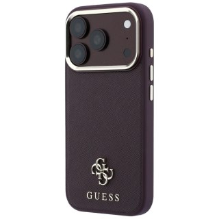 Etui Guess Saffiano Small 4G & Classic Logo MagSafe do iPhone 18 Pro / 17 Pro burgundowy