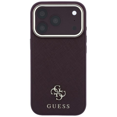 Etui Guess Saffiano Small 4G & Classic Logo MagSafe do iPhone 18 Pro / 17 Pro burgundowy
