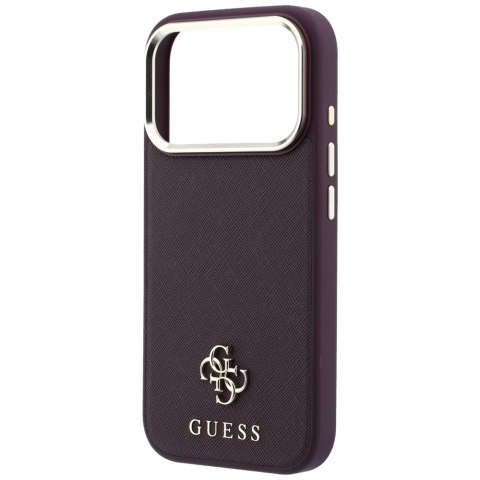 Etui Guess Saffiano Small 4G & Classic Logo MagSafe do iPhone 18 Pro / 17 Pro burgundowy