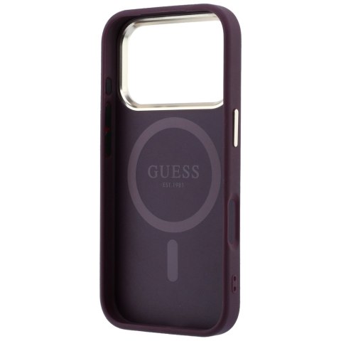 Etui Guess Saffiano Small 4G & Classic Logo MagSafe do iPhone 18 Pro / 17 Pro burgundowy