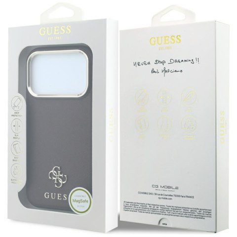 Etui Guess Saffiano Small 4G & Classic Logo MagSafe do iPhone 18 Pro / 17 Pro burgundowy