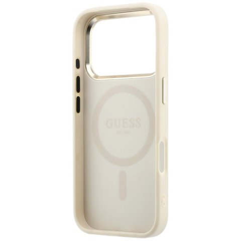 Etui Guess Saffiano Small 4G & Classic Logo MagSafe do iPhone 18 Pro Max / 17 Pro Max beżowy
