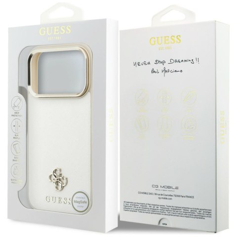 Etui Guess Saffiano Small 4G & Classic Logo MagSafe do iPhone 18 Pro Max / 17 Pro Max beżowy