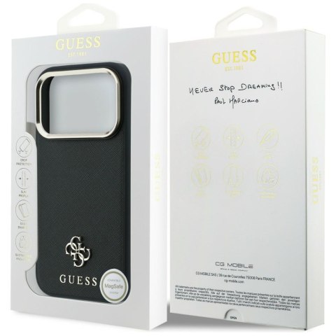 Etui Guess Saffiano Small 4G & Classic Logo MagSafe do iPhone 18 Pro Max / 17 Pro Max czarny