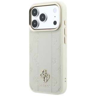 Etui Guess Stripe Peony 4G Logo MagSafe do iPhone 18 Pro / 17 Pro beżowy