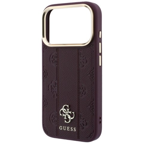 Etui Guess Stripe Peony 4G Logo MagSafe do iPhone 18 Pro / 17 Pro burgundowy
