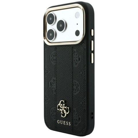 Etui Guess Stripe Peony 4G Logo MagSafe do iPhone 18 Pro / 17 Pro czarny