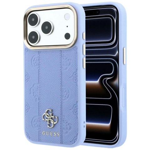 Etui Guess Stripe Peony 4G Logo MagSafe do iPhone 18 Pro / 17 Pro niebieski