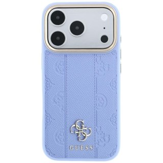 Etui Guess Stripe Peony 4G Logo MagSafe do iPhone 18 Pro / 17 Pro niebieski