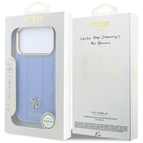 Etui Guess Stripe Peony 4G Logo MagSafe do iPhone 18 Pro / 17 Pro niebieski