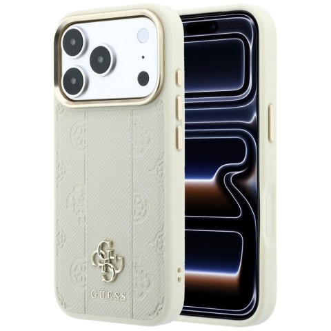 Etui Guess Stripe Peony 4G Logo MagSafe do iPhone 18 Pro Max / 17 Pro Max beżowy
