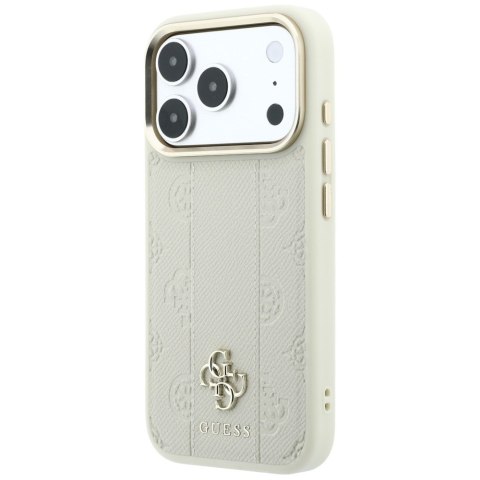 Etui Guess Stripe Peony 4G Logo MagSafe do iPhone 18 Pro Max / 17 Pro Max beżowy