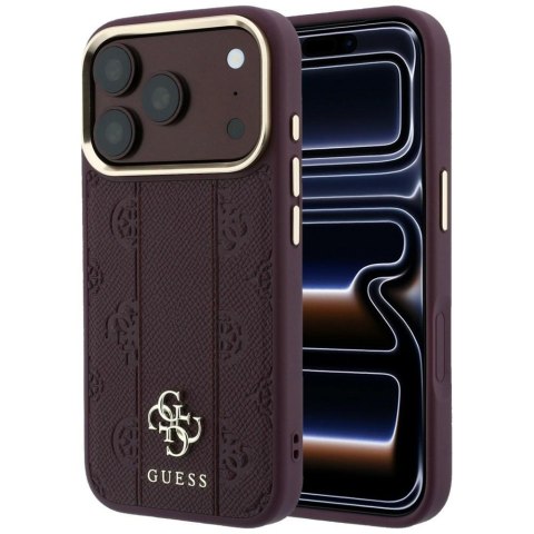 Etui Guess Stripe Peony 4G Logo MagSafe do iPhone 18 Pro Max / 17 Pro Max burgundowy