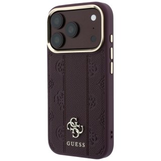 Etui Guess Stripe Peony 4G Logo MagSafe do iPhone 18 Pro Max / 17 Pro Max burgundowy