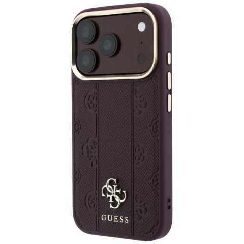 Etui Guess Stripe Peony 4G Logo MagSafe do iPhone 18 Pro Max / 17 Pro Max burgundowy