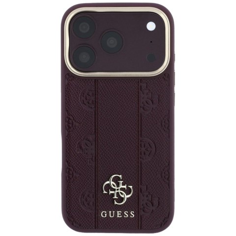 Etui Guess Stripe Peony 4G Logo MagSafe do iPhone 18 Pro Max / 17 Pro Max burgundowy