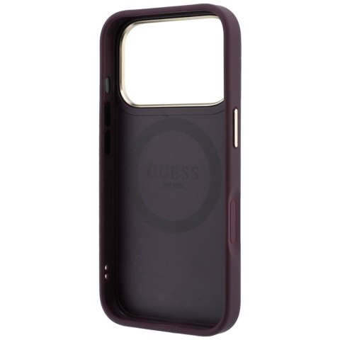 Etui Guess Stripe Peony 4G Logo MagSafe do iPhone 18 Pro Max / 17 Pro Max burgundowy