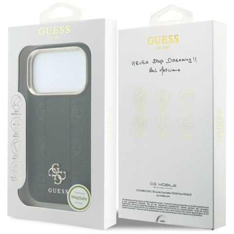 Etui Guess Stripe Peony 4G Logo MagSafe do iPhone 18 Pro Max / 17 Pro Max czarny