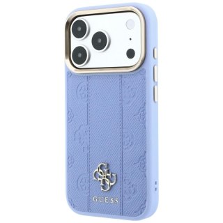 Etui Guess Stripe Peony 4G Logo MagSafe do iPhone 18 Pro Max / 17 Pro Max niebieski