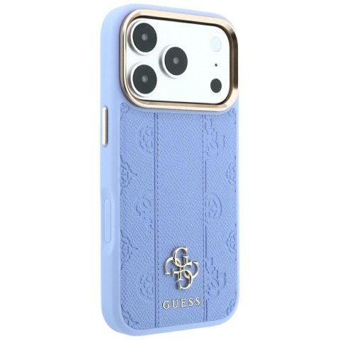 Etui Guess Stripe Peony 4G Logo MagSafe do iPhone 18 Pro Max / 17 Pro Max niebieski