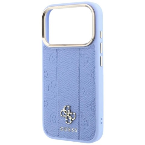 Etui Guess Stripe Peony 4G Logo MagSafe do iPhone 18 Pro Max / 17 Pro Max niebieski