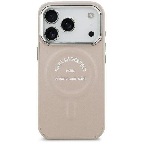 Etui Karl Lagerfeld Embossed Open Ring RSG Logo MagSafe do iPhone 18 Pro / 17 Pro różowy