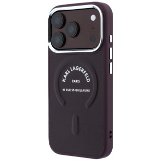 Etui Karl Lagerfeld Embossed Open Ring RSG Logo MagSafe do iPhone 18 Pro Max / 17 Pro Max burgundowy