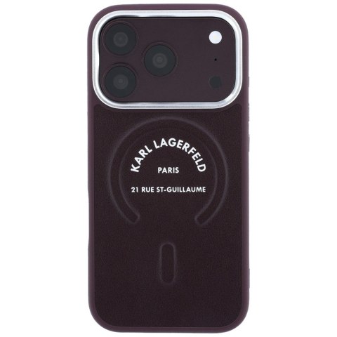 Etui Karl Lagerfeld Embossed Open Ring RSG Logo MagSafe do iPhone 18 Pro Max / 17 Pro Max burgundowy